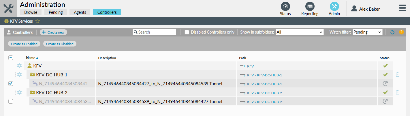 SD-WAN Admin table pending watches - Bulk actions