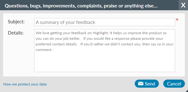 Feedback dialog